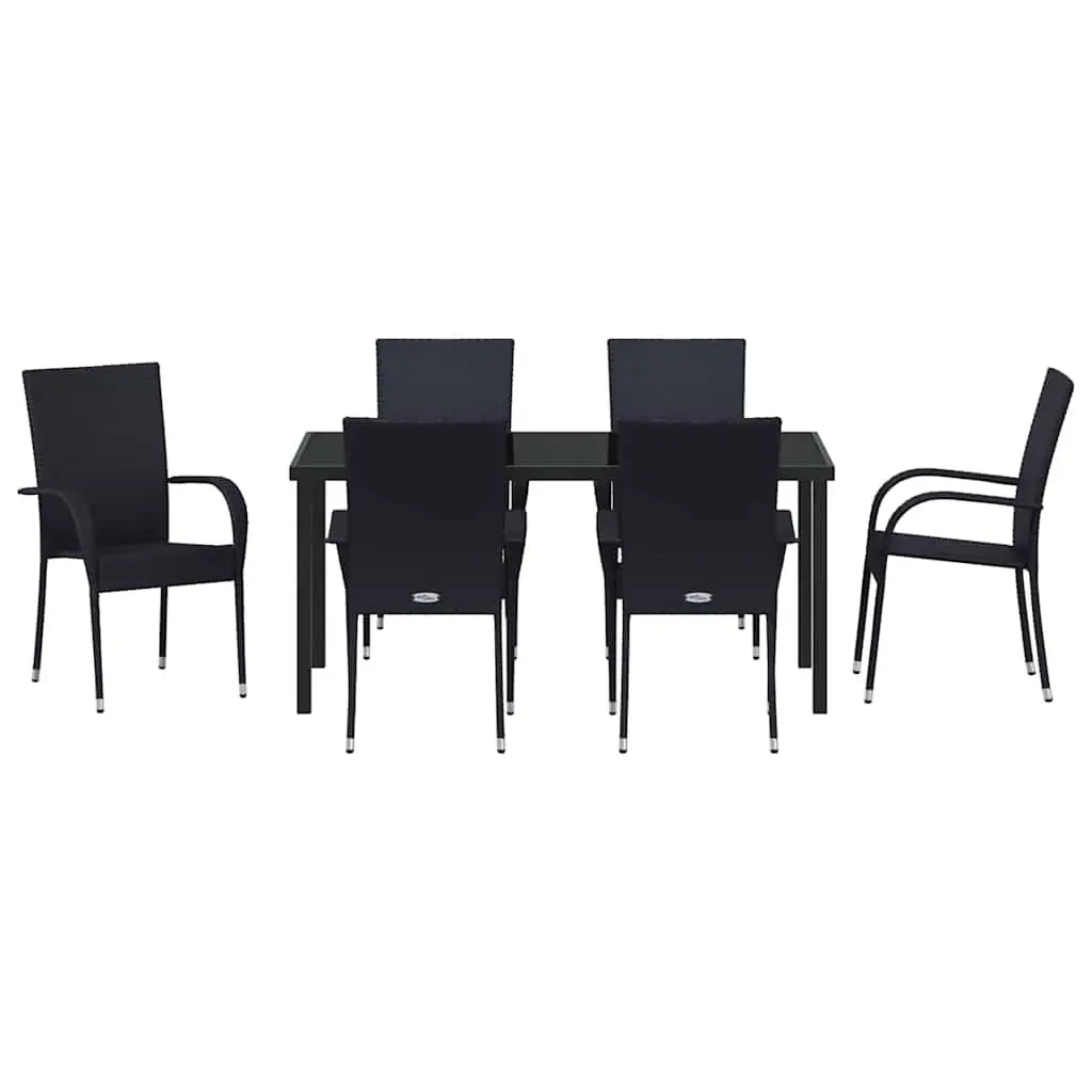 7-Piece Garden Dining Set with Durable Black Steel Frame