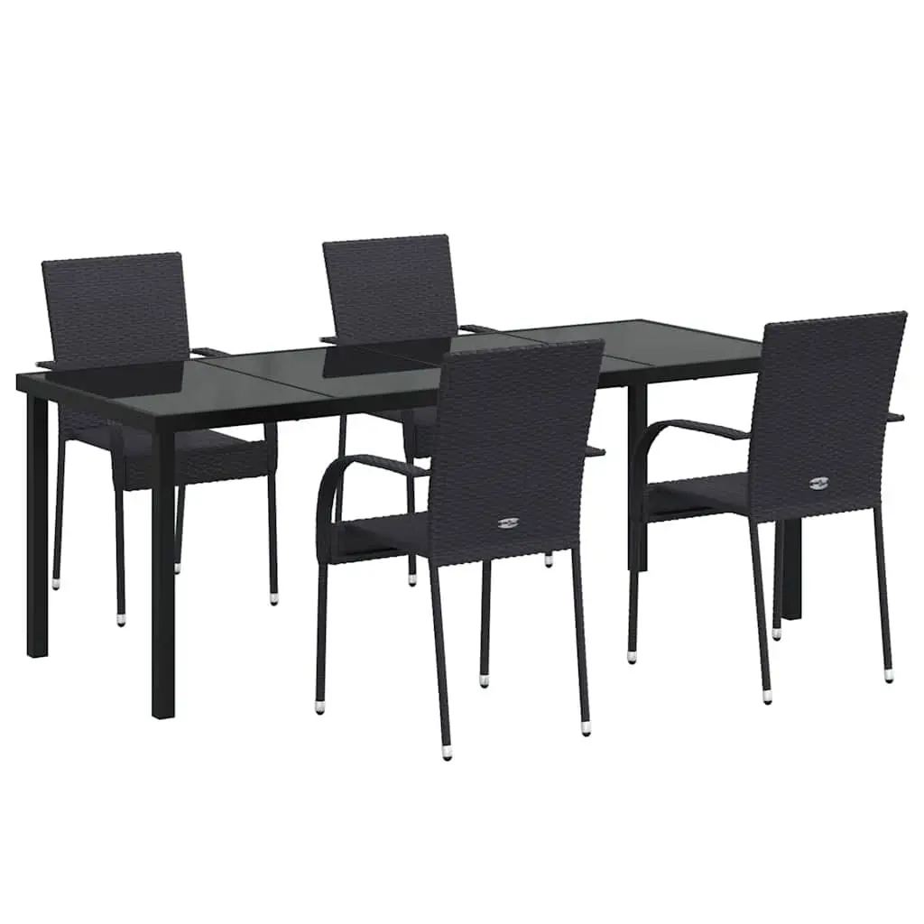 5-Piece Black Steel Frame Garden Dining Set