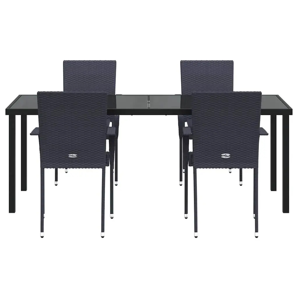 5-Piece Black Steel Frame Garden Dining Set