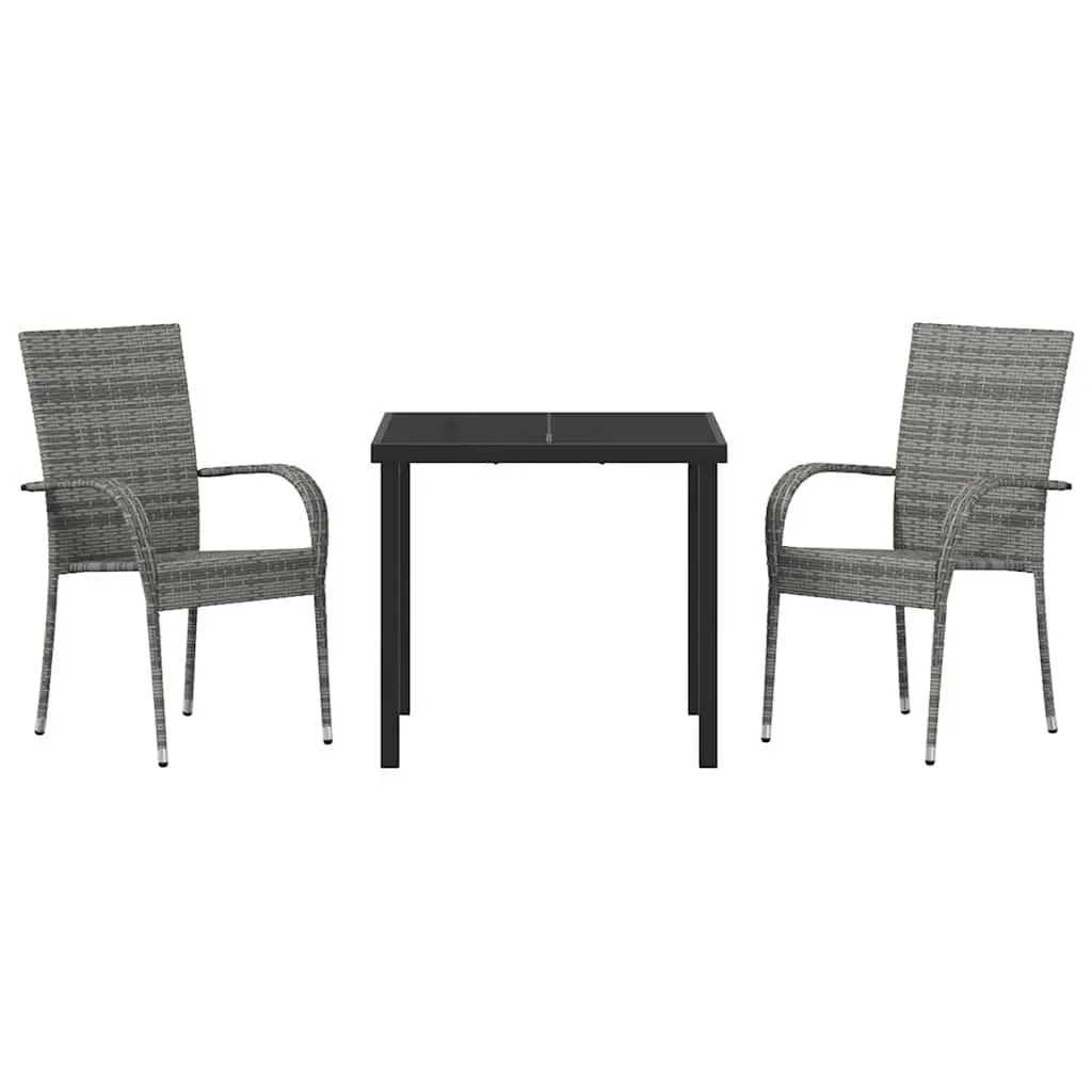 3-Piece Garden Dining Set in Grey