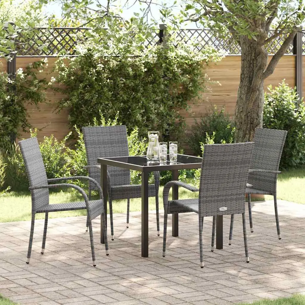 Outdoor Dining Set with 5 Pieces in Grey Steel Frame