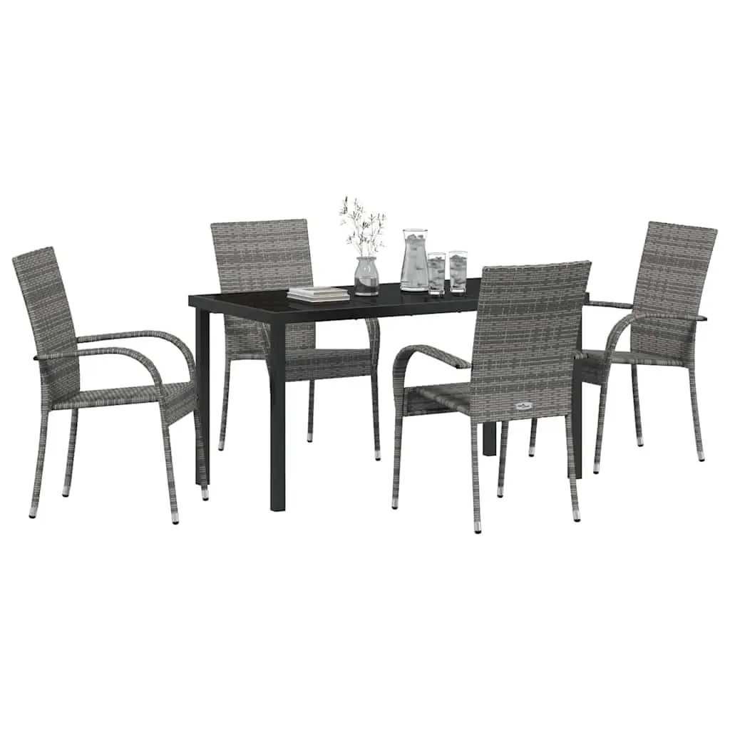 5-Piece Garden Dining Set with Grey Steel Frame