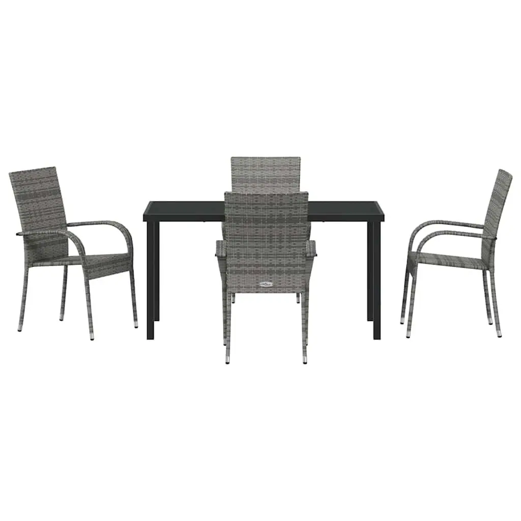 5-Piece Garden Dining Set with Grey Steel Frame