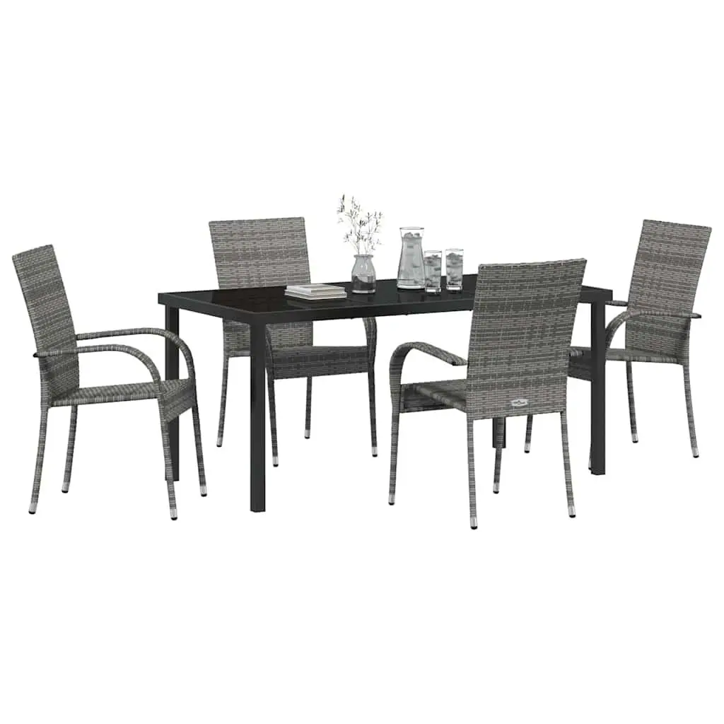 5-Piece Grey Garden Dining Set for Outdoor Spaces