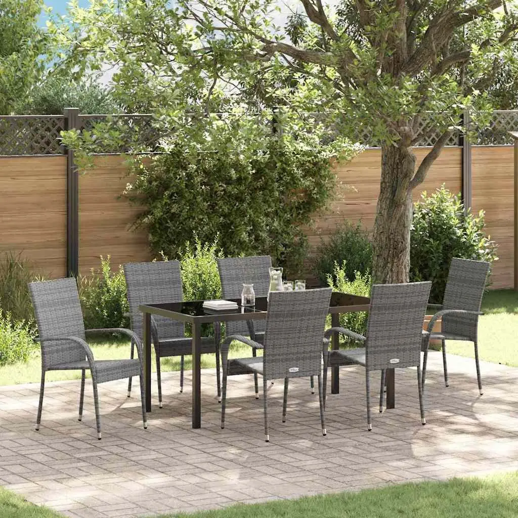 7-Piece Grey Garden Dining Set for Outdoor Spaces