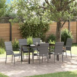 7-Piece Grey Garden Dining Set for Outdoor Spaces