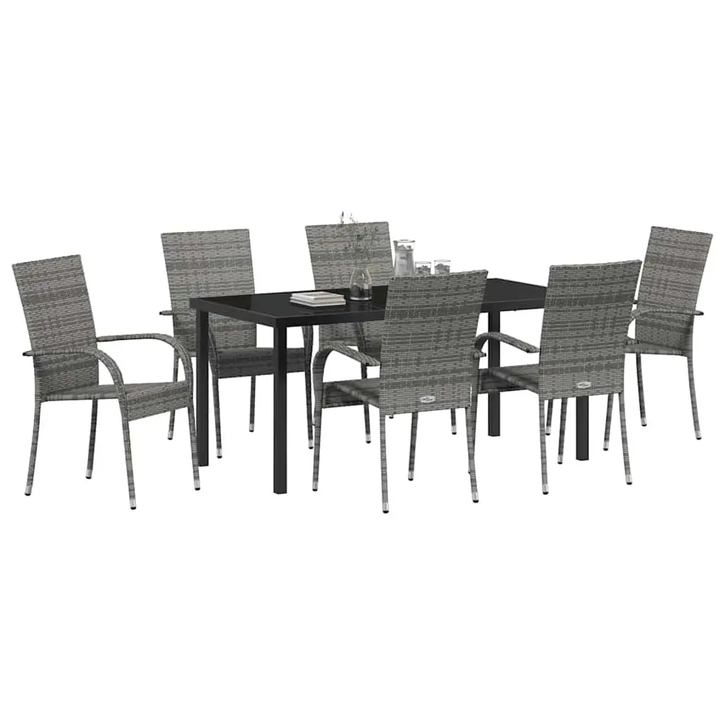 7-Piece Grey Garden Dining Set for Outdoor Spaces