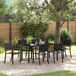 Premium 7 Piece Outdoor Dining Set with Black Steel Frame