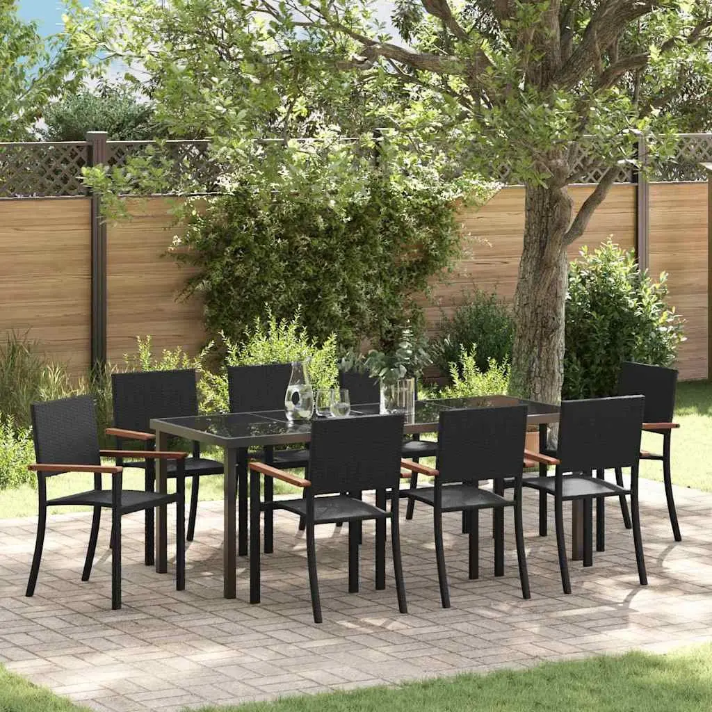 9-Piece Black Steel Garden Dining Set