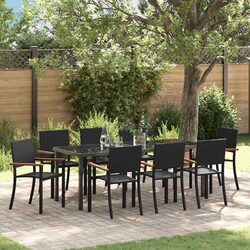 Stylish 9-Piece Black Steel Garden Dining Set