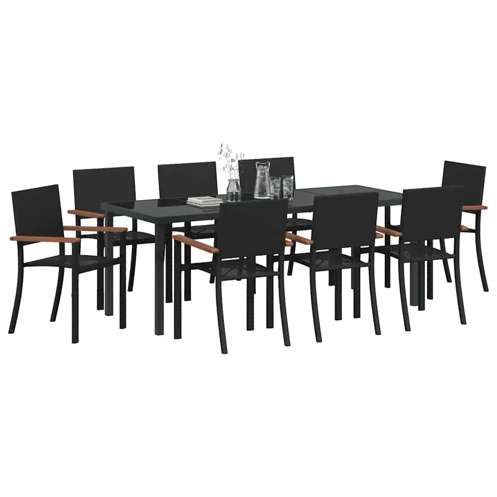 9-Piece Black Steel Garden Dining Set