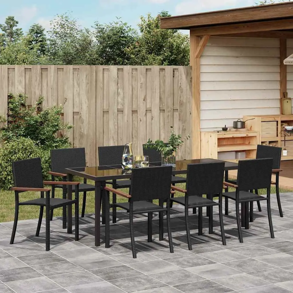 9-Piece Black Steel Garden Dining Set