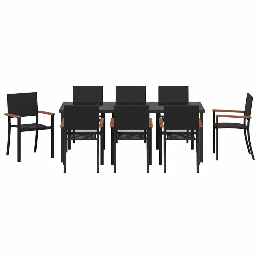 9-Piece Black Steel Garden Dining Set
