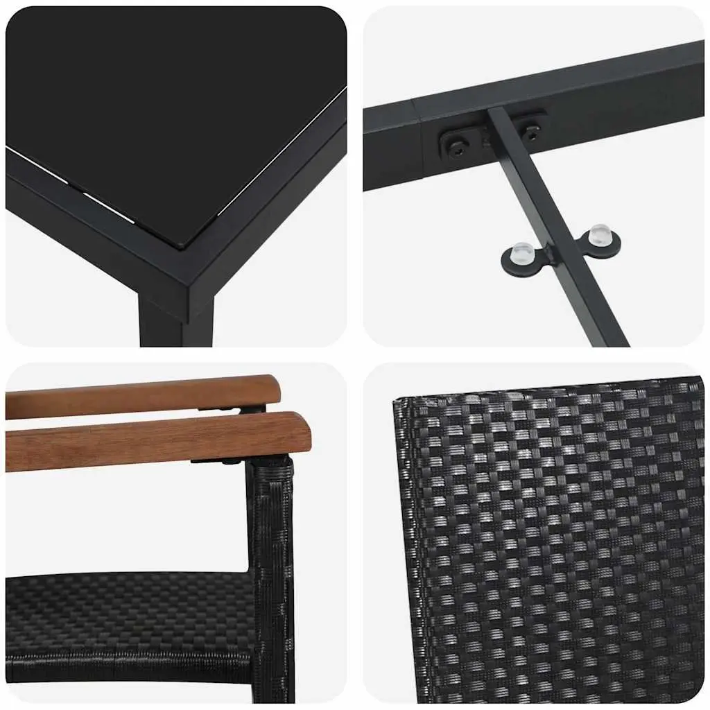 9-Piece Black Steel Garden Dining Set