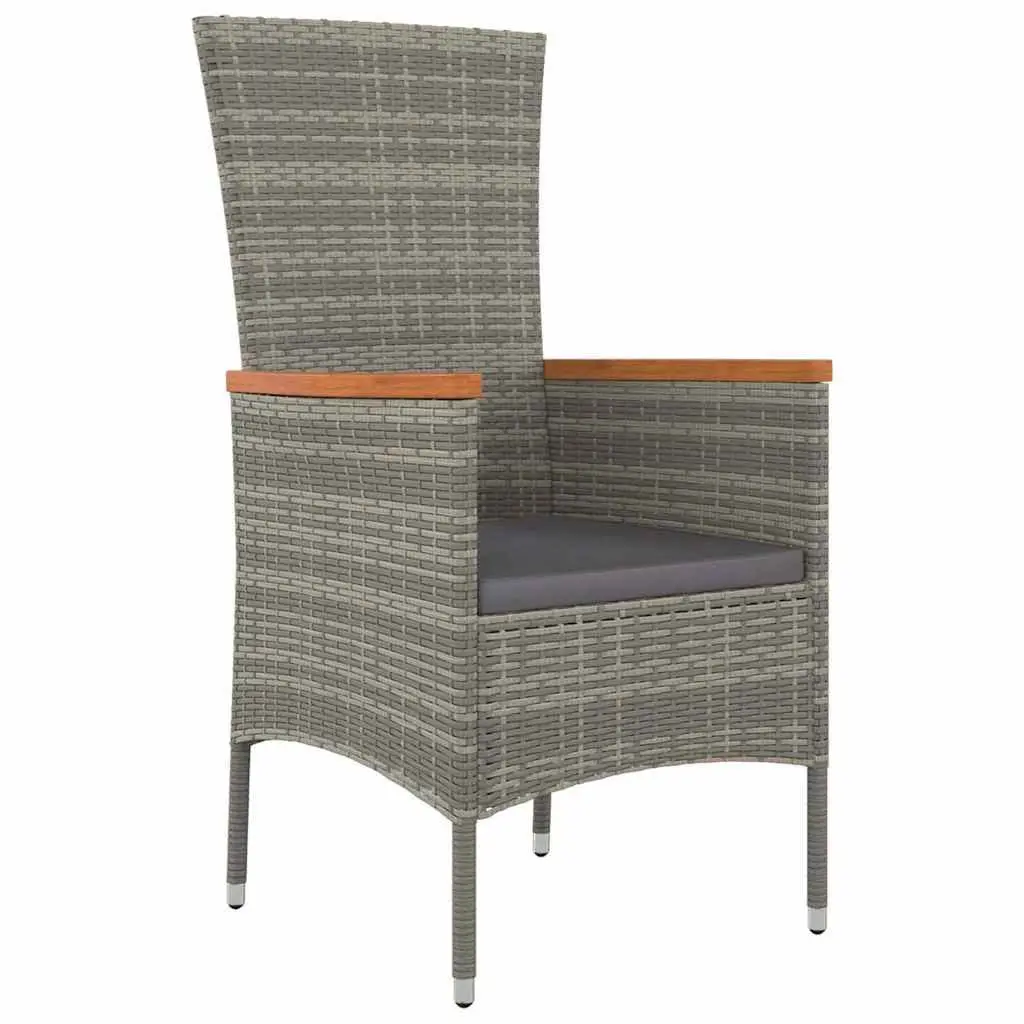 3 Piece Grey Outdoor Dining Set with Glass Top