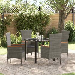 Grey 5-Piece Garden Dining Set with Cushions