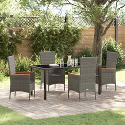 5-Piece Grey Garden Dining Set with Comfortable Cushions