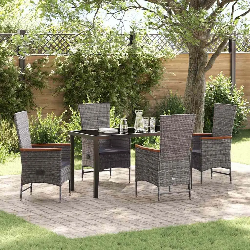5-Piece Outdoor Dining Set with Grey Steel Frame
