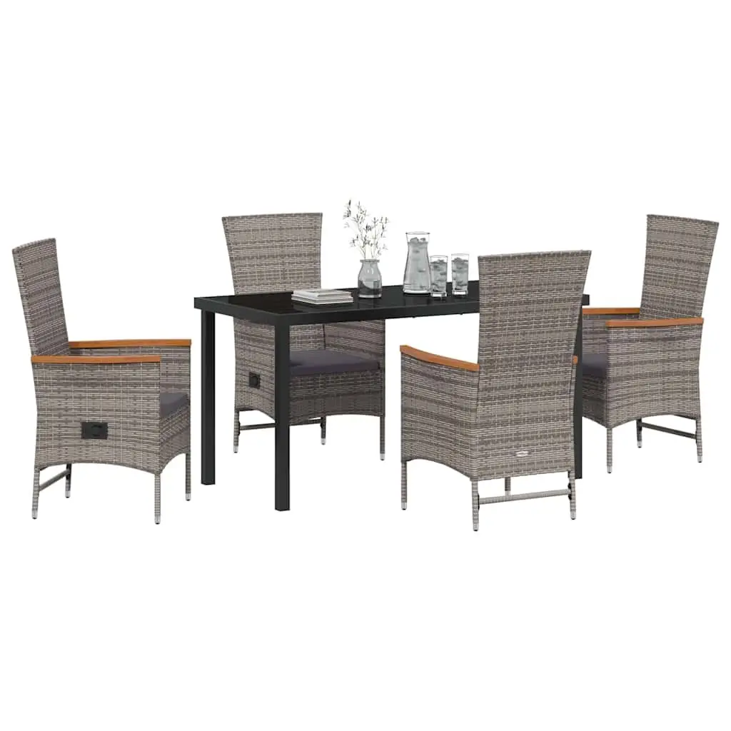 5-Piece Outdoor Dining Set with Grey Steel Frame