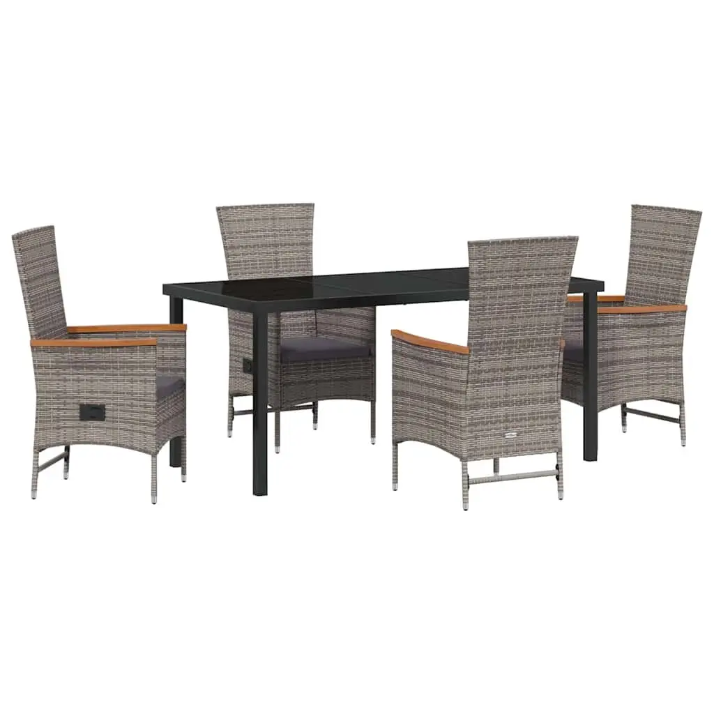 Garden Dining Set 5-Piece Grey Steel Frame