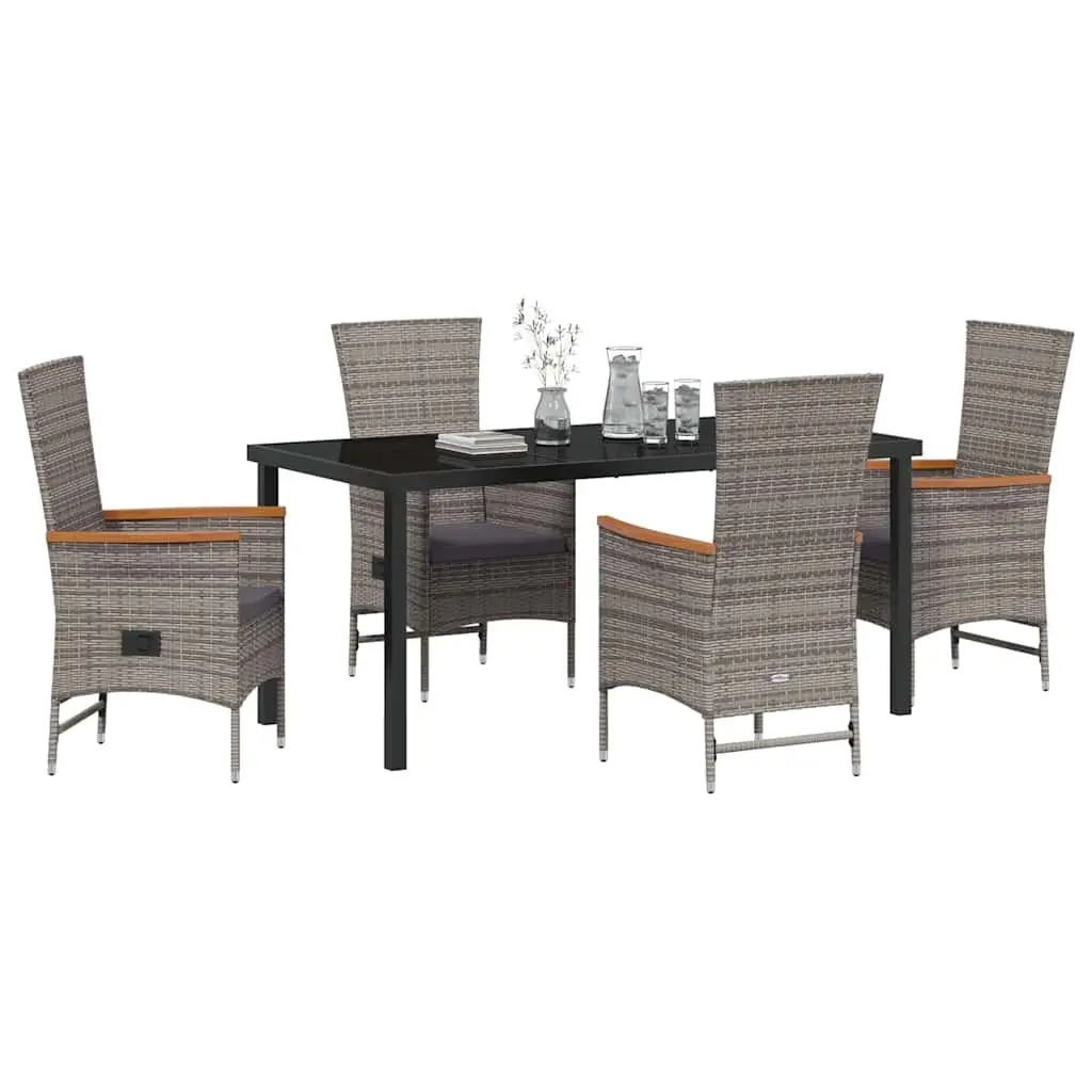 Garden Dining Set 5-Piece Grey Steel Frame