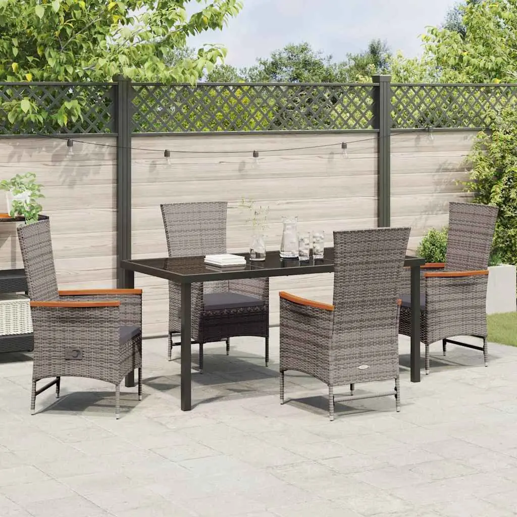 Garden Dining Set 5-Piece Grey Steel Frame