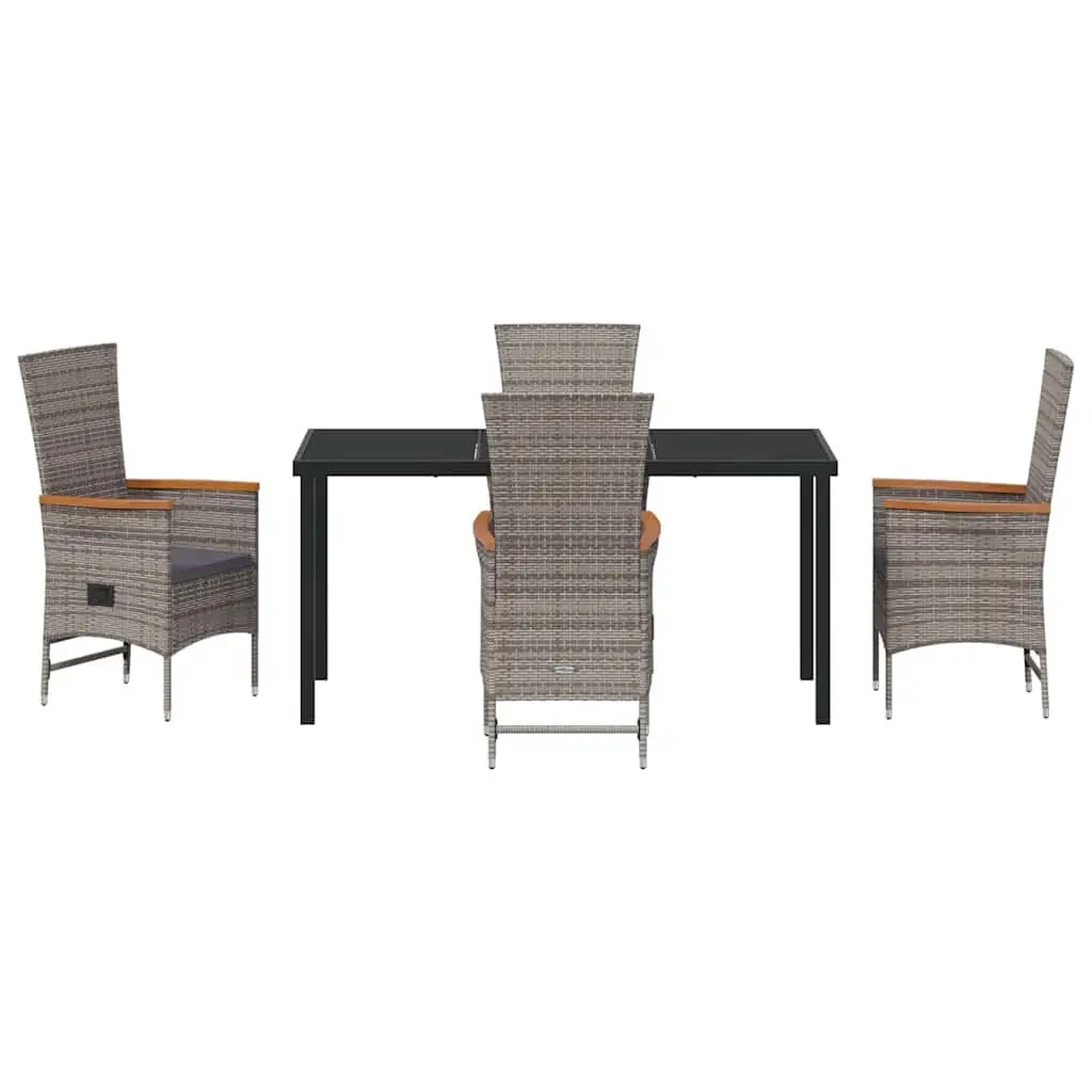 Garden Dining Set 5-Piece Grey Steel Frame