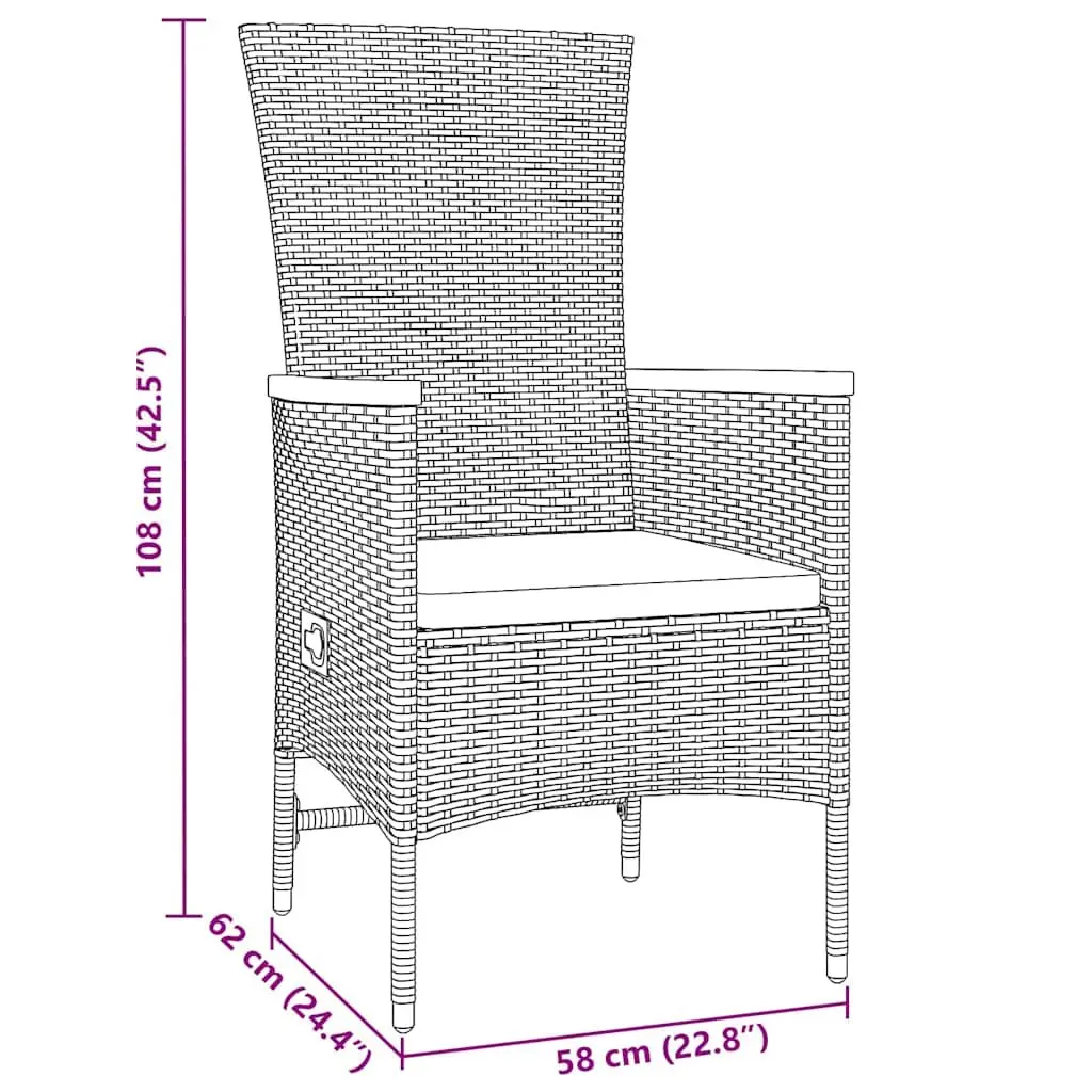 Garden Dining Set 5-Piece Grey Steel Frame