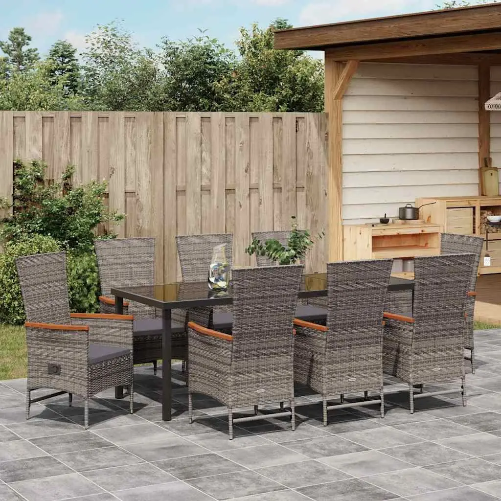 9 Piece Garden Dining Set in Grey