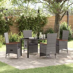 5 Piece Grey Poly Rattan Garden Dining Set