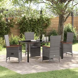 Durable 5 Piece Garden Dining Set in Grey Poly Rattan