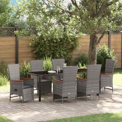Stylish 7-Piece Garden Dining Set in Grey Poly Rattan
