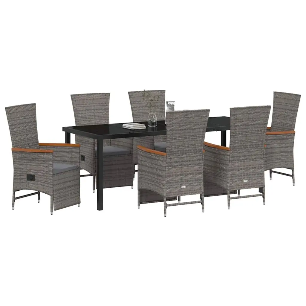 7-Piece Garden Dining Set in Grey Poly Rattan