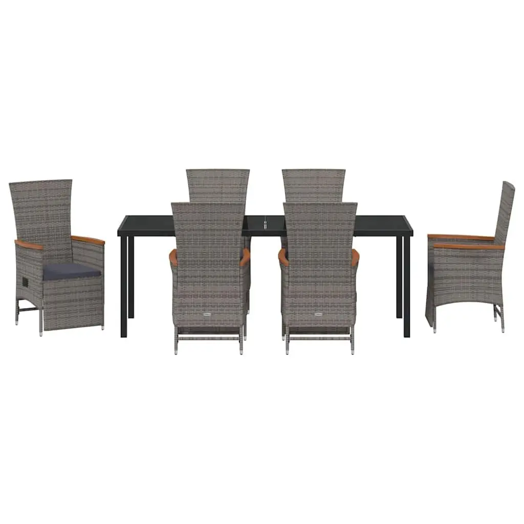 7-Piece Garden Dining Set in Grey Poly Rattan