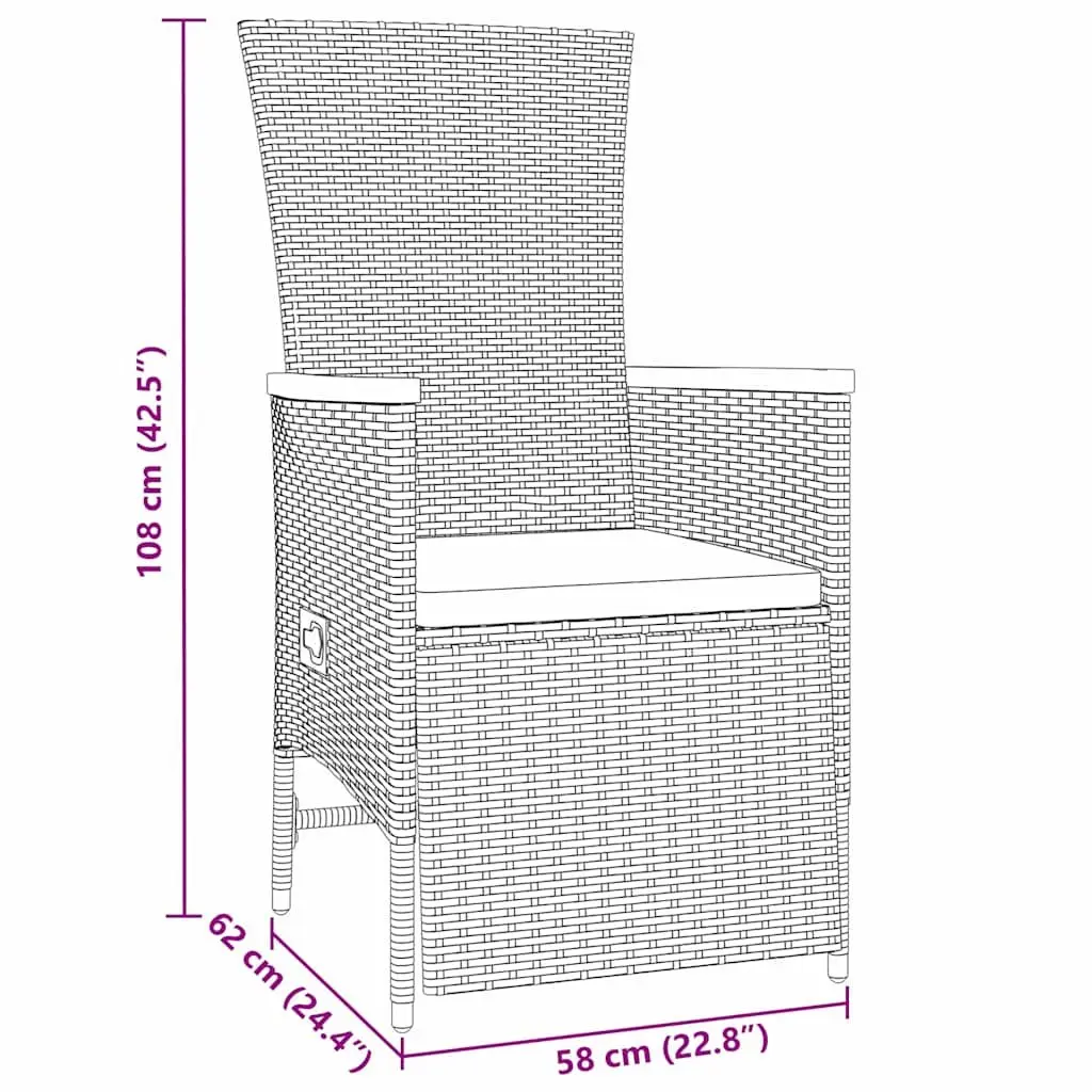 9 Piece Outdoor Dining Set in Grey Poly Rattan