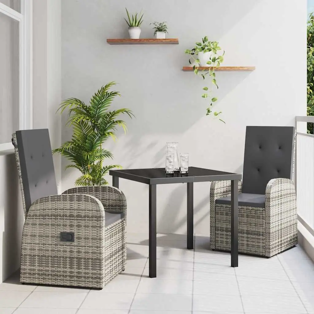 3 Piece Grey Garden Dining Set for Outdoor Spaces