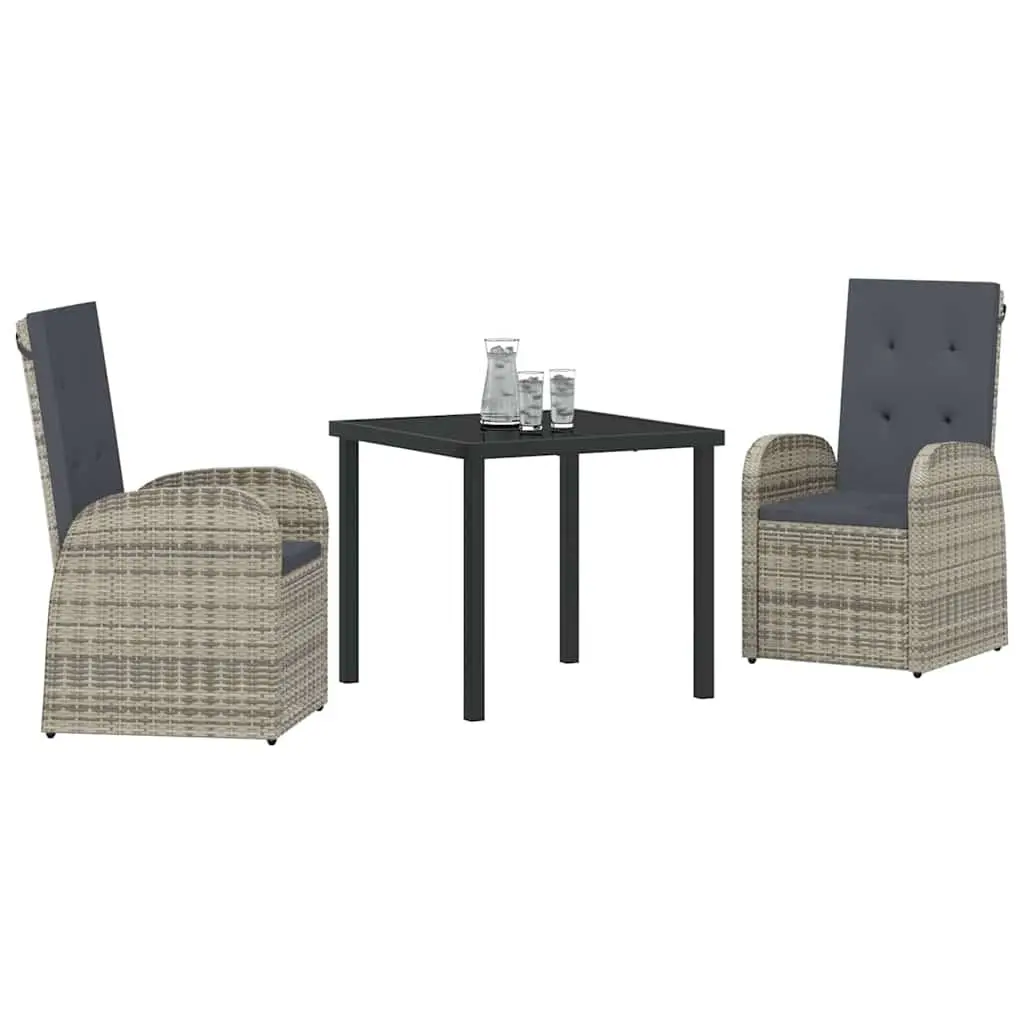 3 Piece Grey Garden Dining Set for Outdoor Spaces