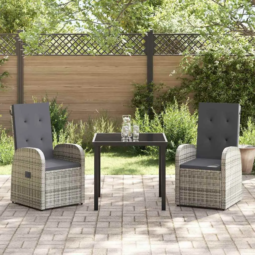 3 Piece Grey Garden Dining Set for Outdoor Spaces