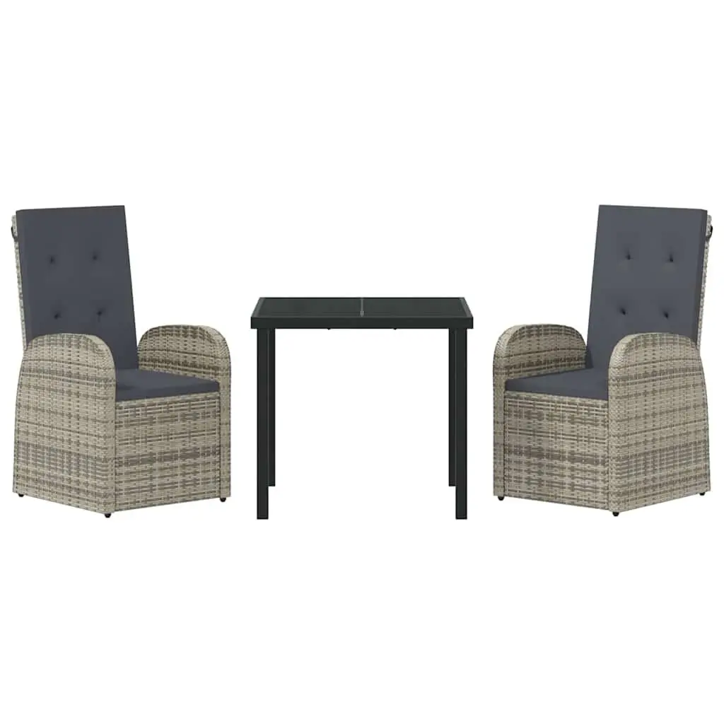3 Piece Grey Garden Dining Set for Outdoor Spaces