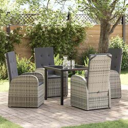 Grey Poly Rattan 5 Piece Outdoor Dining Set with Table