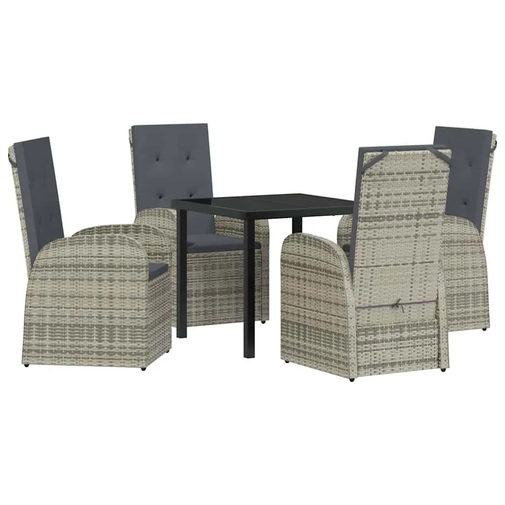 Grey Poly Rattan 5 Piece Outdoor Dining Set with Table