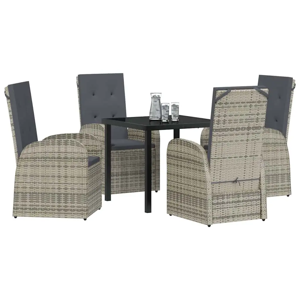 Grey Poly Rattan 5 Piece Outdoor Dining Set with Table