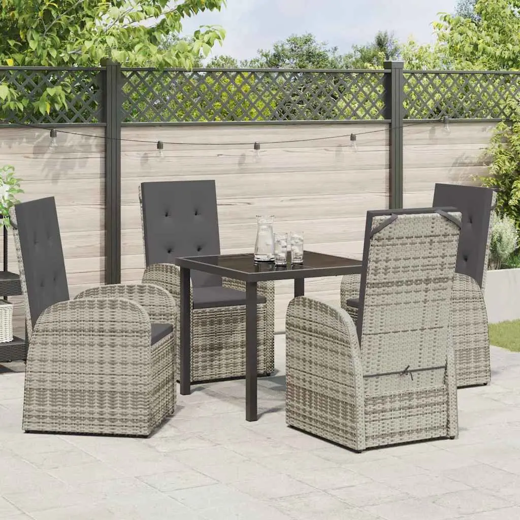 Grey Poly Rattan 5 Piece Outdoor Dining Set with Table