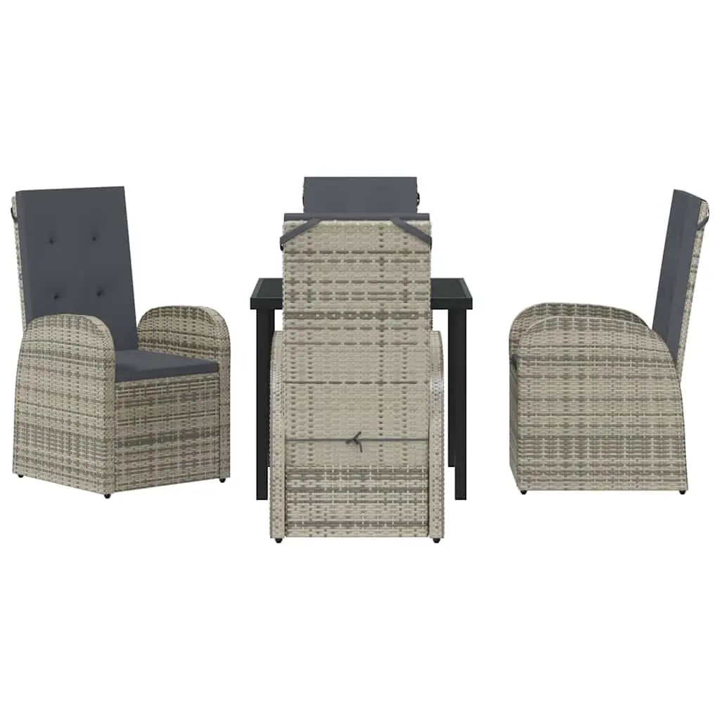 Grey Poly Rattan 5 Piece Outdoor Dining Set with Table