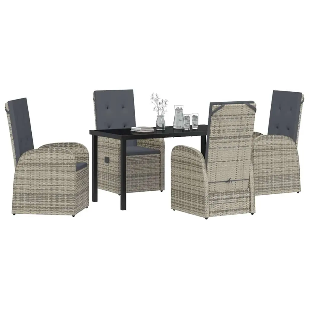 Grey Poly Rattan 5-Piece Garden Dining Set