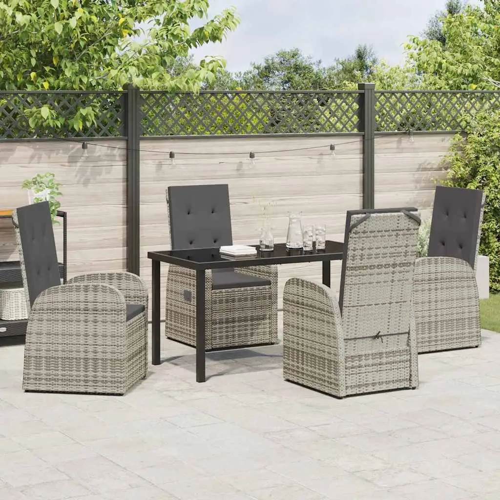 Grey Poly Rattan 5-Piece Garden Dining Set