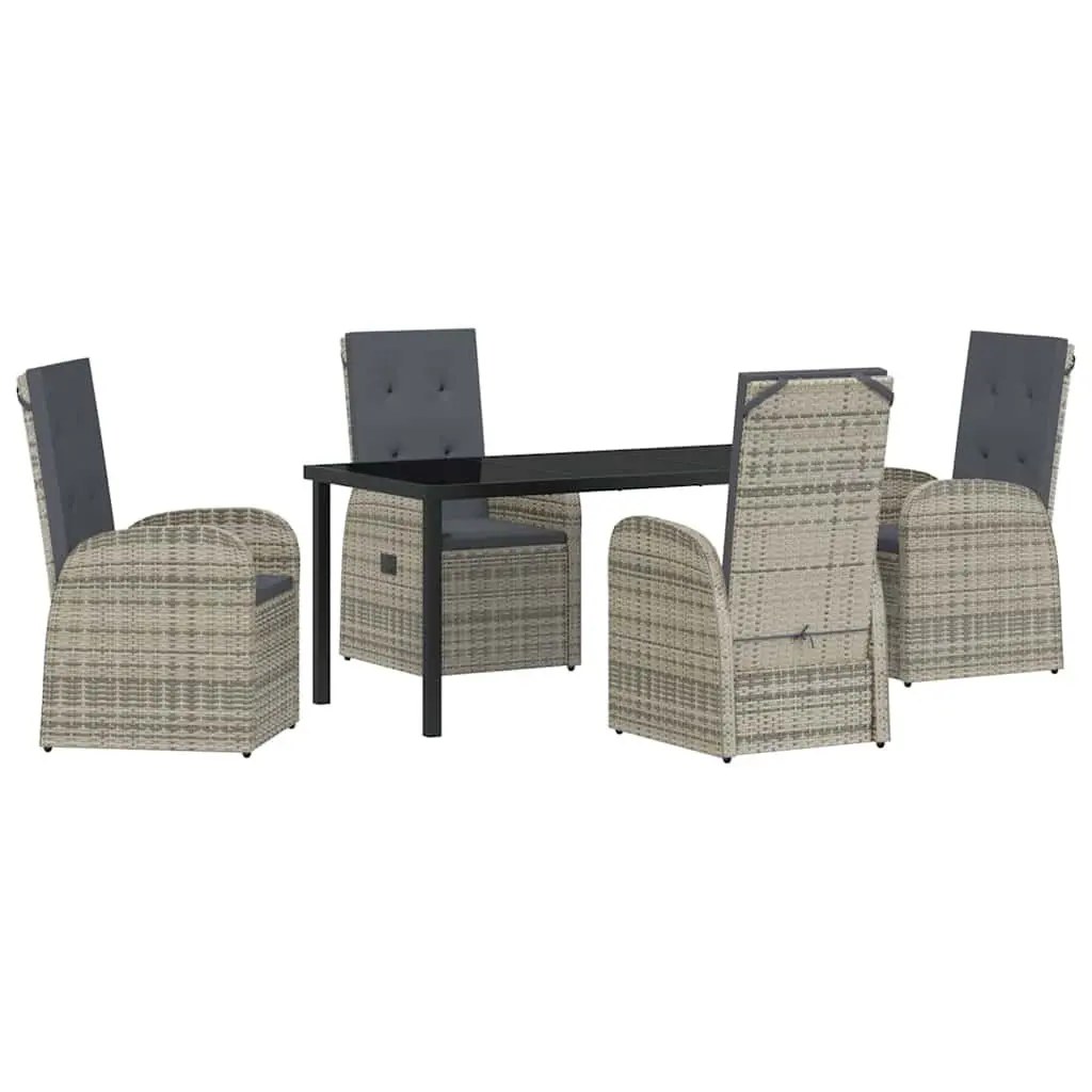 5 Piece Grey Garden Dining Set with Poly Rattan Chairs