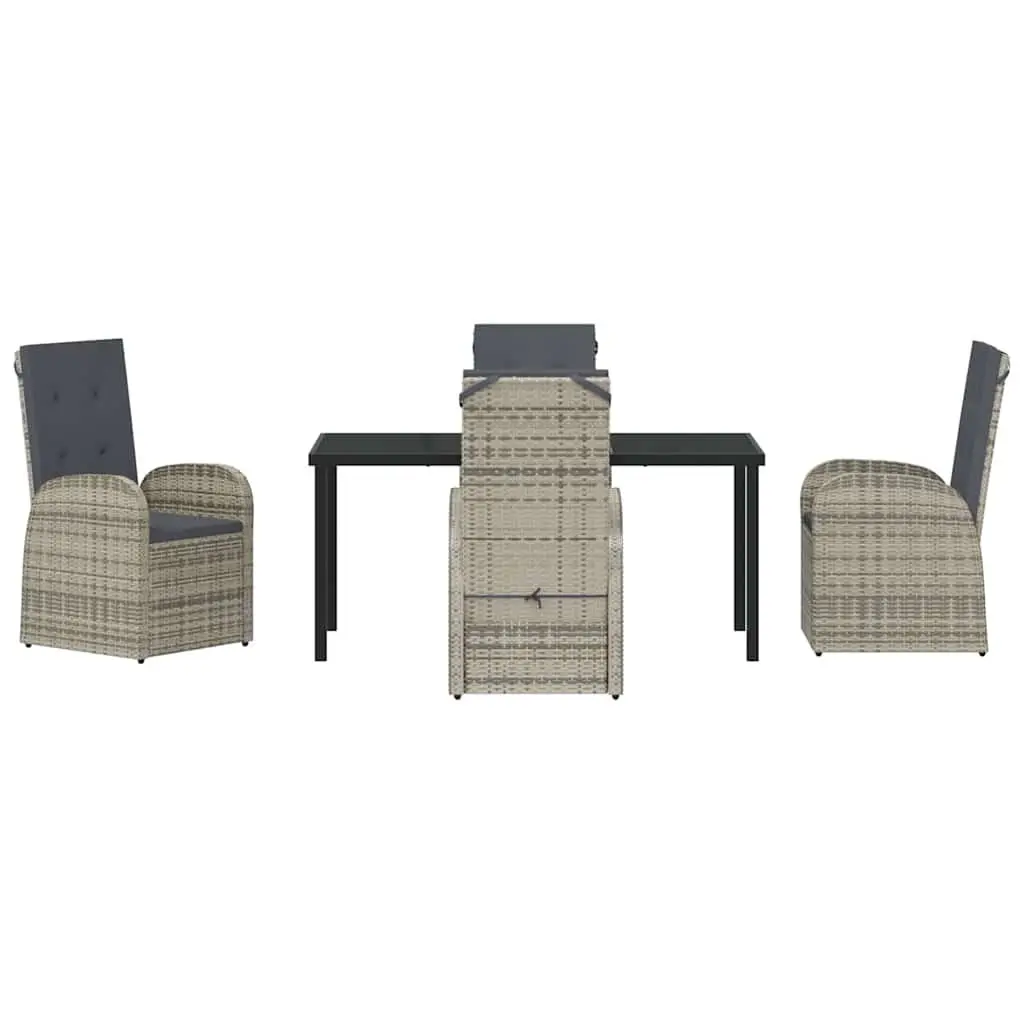 5 Piece Grey Garden Dining Set with Poly Rattan Chairs