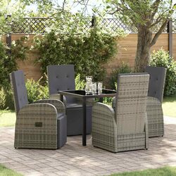 Sturdy 5-Piece Grey Garden Dining Set with Cushions