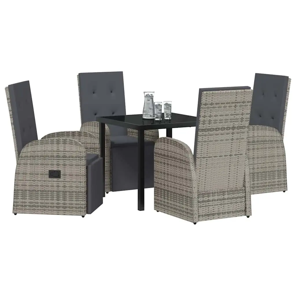 5-Piece Grey Garden Dining Set with Cushions